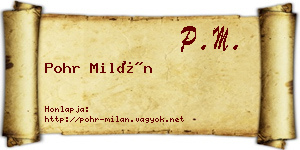 Pohr Milán névjegykártya