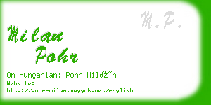 milan pohr business card